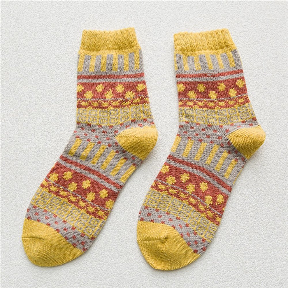 Womens 5 Pairs Vintage Style Thick Crew Socks - Picture 15 of 16